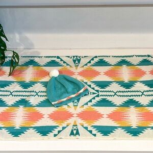 Pendleton Baby Blanket & Beanie Set – Organic Cotton – Southwestern Orange/ Teal
